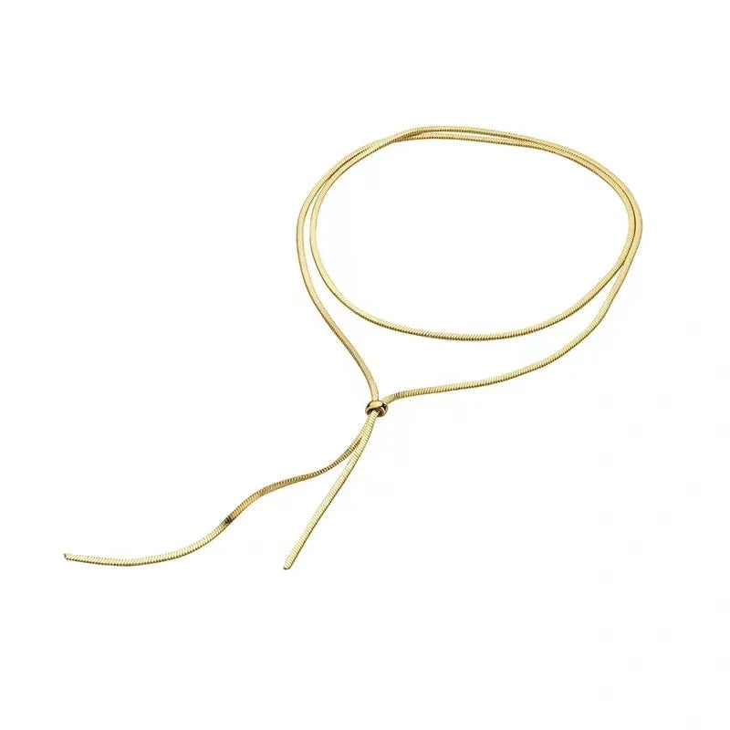 Luxe Snake Chain Choker - Adjustable 18K Gold Stainless Steel Necklace