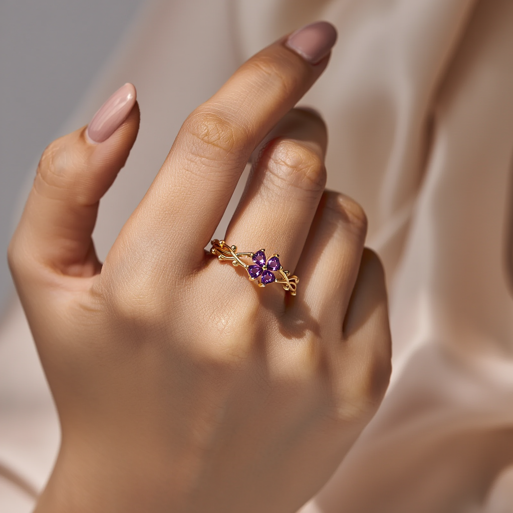 Violet Flower Ring