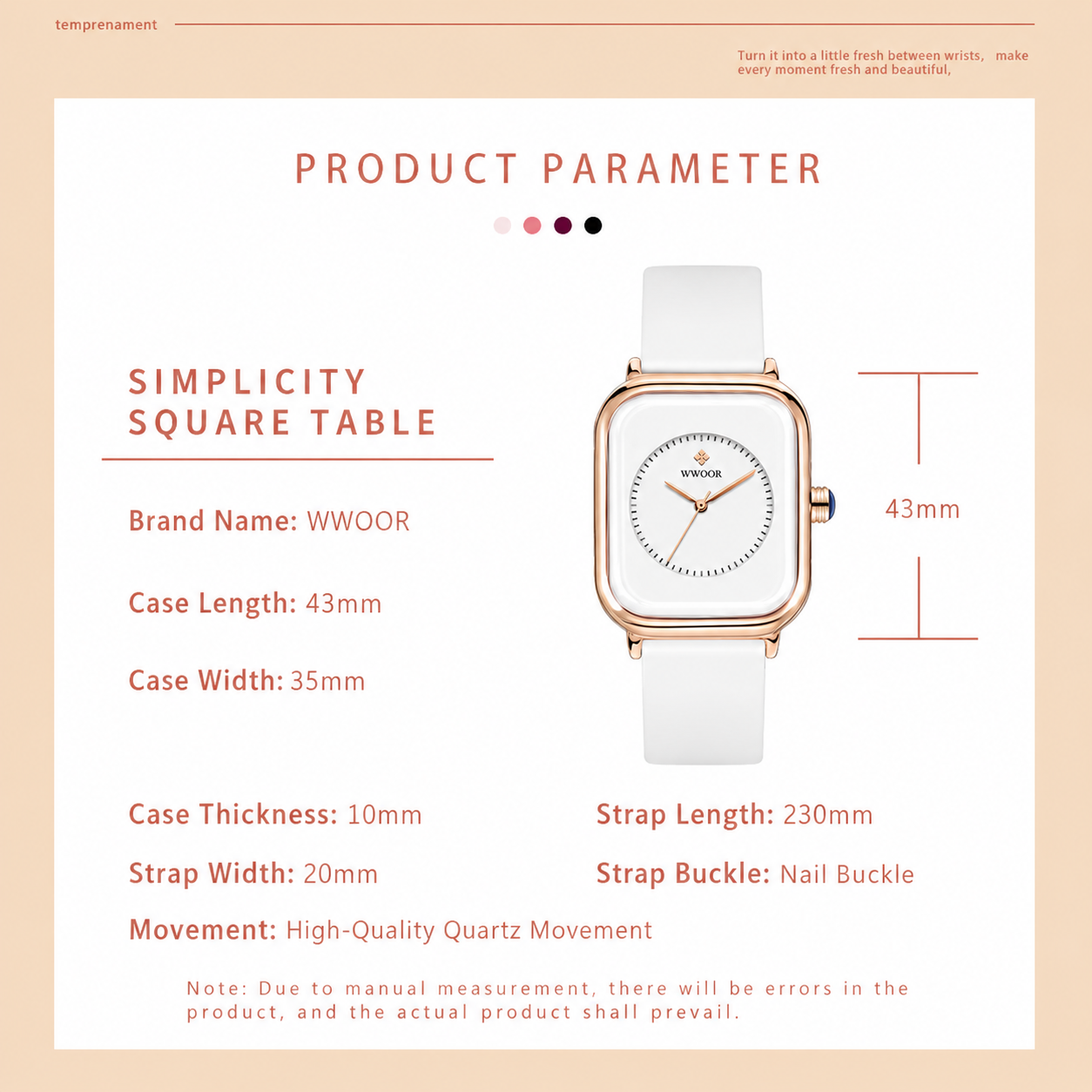 WWOOR Velora – Women's Square Quartz Watch