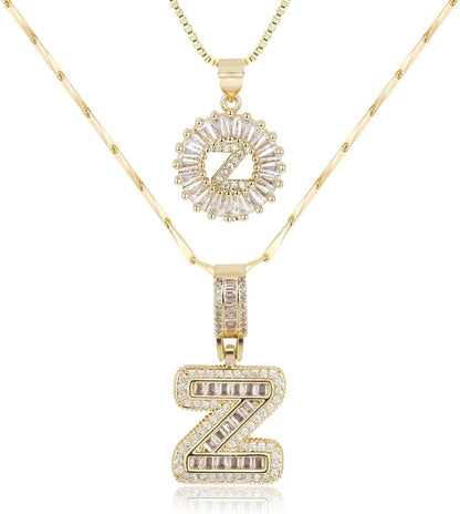 2PC Diamond Initial Necklace