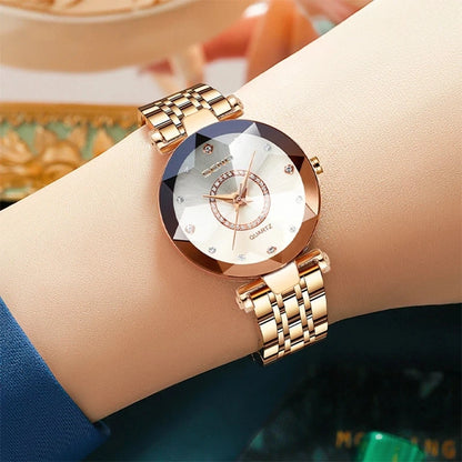 Ocean Star Crystal Watch - Luxury Rose Gold Women's Bracelet Watch