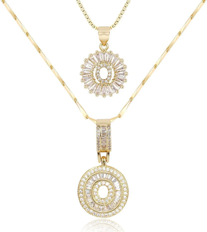 2PC Diamond Initial Necklace