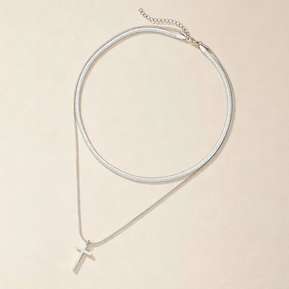 Golden Faith Herringbone Cross Necklace