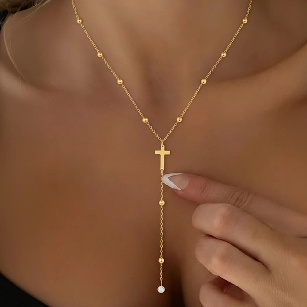 Sacred Drop Cross Necklace