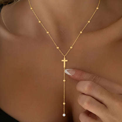 Sacred Drop Cross Necklace