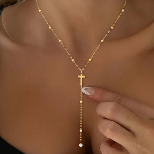 Sacred Drop Cross Necklace