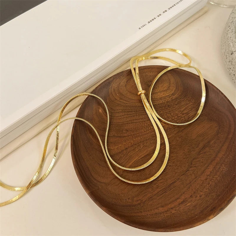 Luxe Snake Chain Choker - Adjustable 18K Gold Stainless Steel Necklace