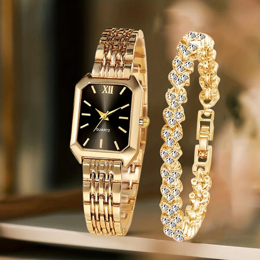Luxe Roman Dial Watch & Bracelet Gift Set