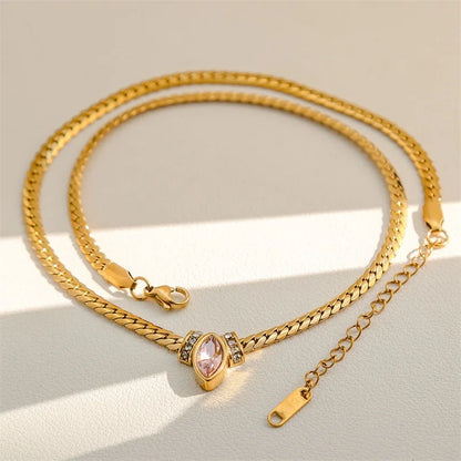Ganemly Crystal Drop Snake Chain Necklace