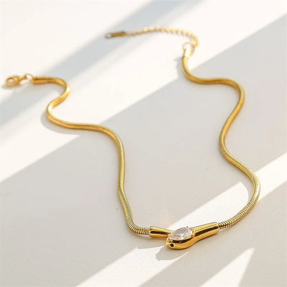 Ganemly Crystal Drop Snake Chain Necklace