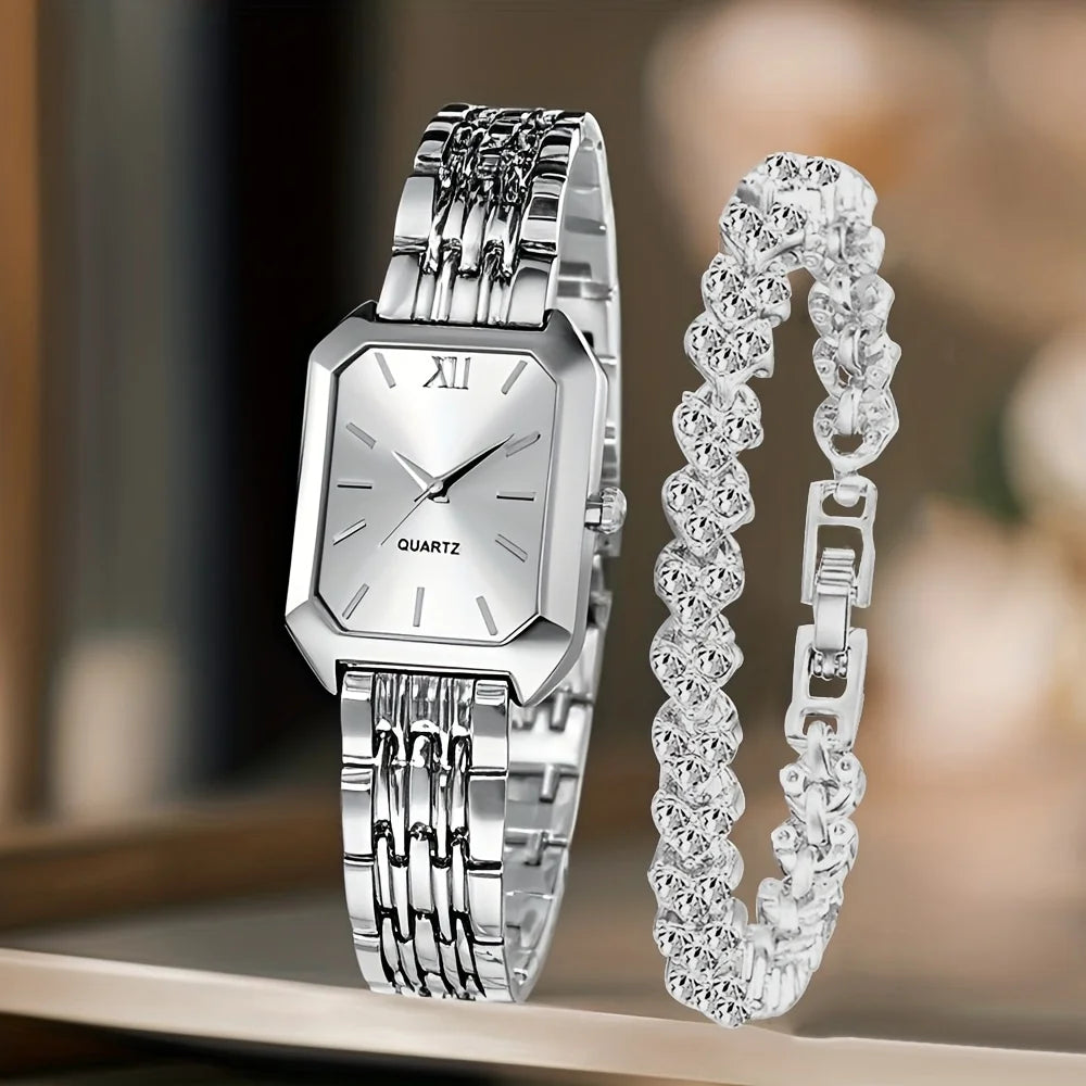 Luxe Roman Dial Watch & Bracelet Gift Set