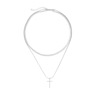 Golden Faith Herringbone Cross Necklace