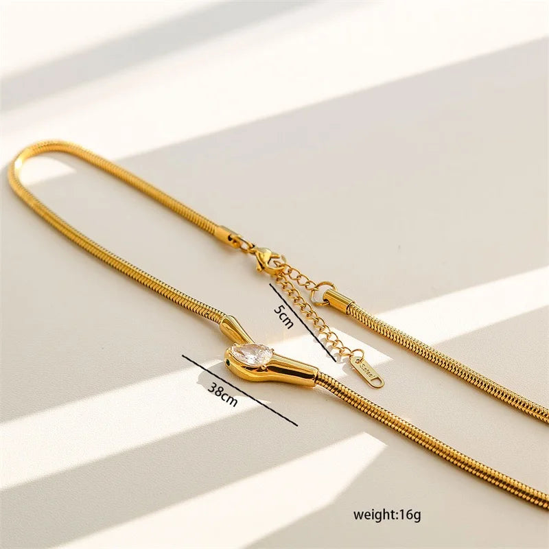 Ganemly Crystal Drop Snake Chain Necklace