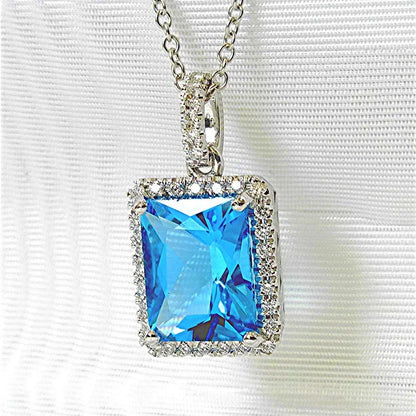 Emerald Halo Cushion Pendant Necklace