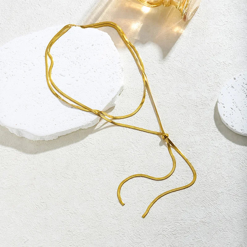 Luxe Snake Chain Choker - Adjustable 18K Gold Stainless Steel Necklace