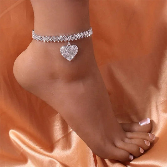 Crystal Heart Anklet