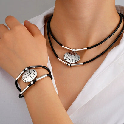 Vintage Layered Necklace & Free Matching Bracelet Set