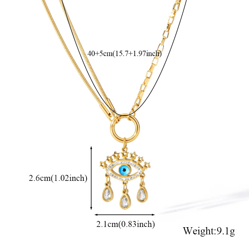 Ganemly Evil Eye Star Drop Necklace