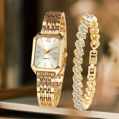 Luxe Roman Dial Watch & Bracelet Gift Set