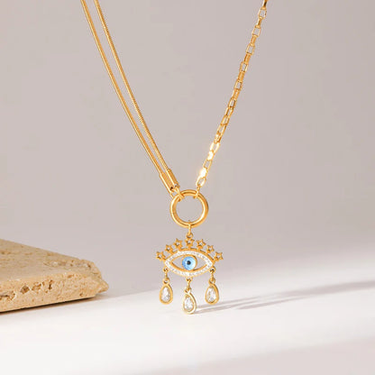 Ganemly Evil Eye Star Drop Necklace