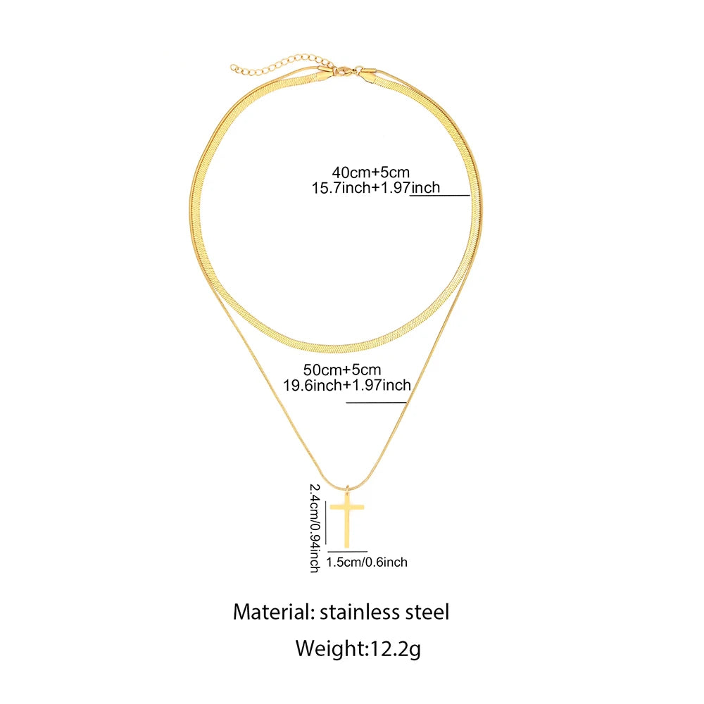 Golden Faith Herringbone Cross Necklace