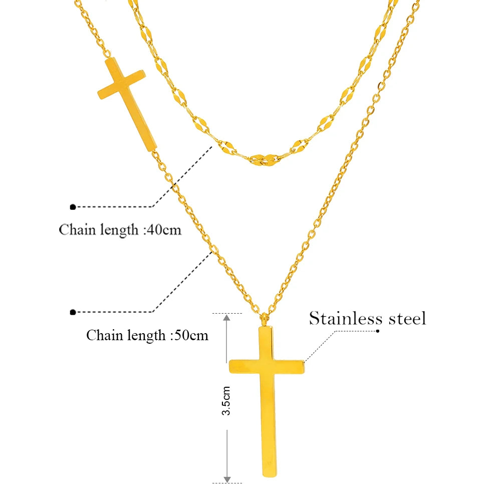 Dotifi Triple Cross Layered Necklace