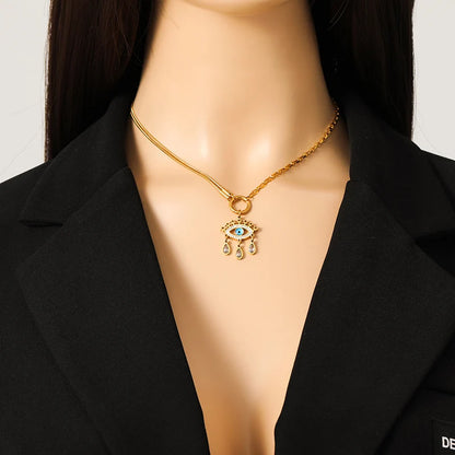 Ganemly Evil Eye Star Drop Necklace
