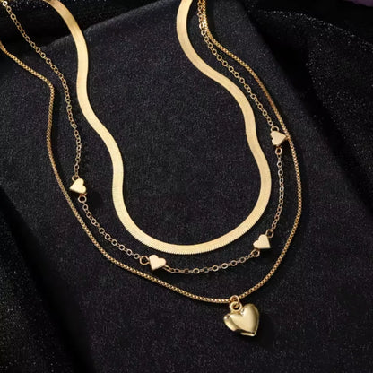 Golden Hearts Layered Necklace