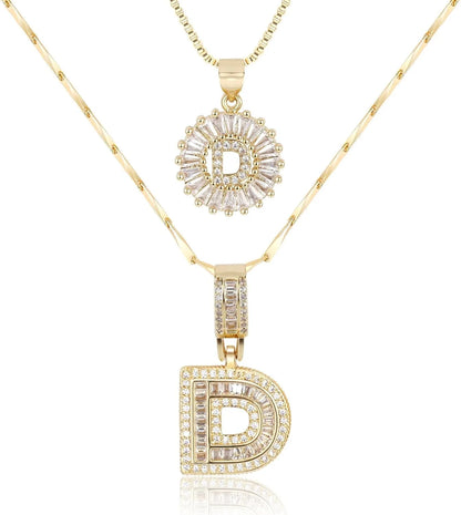 2PC Diamond Initial Necklace