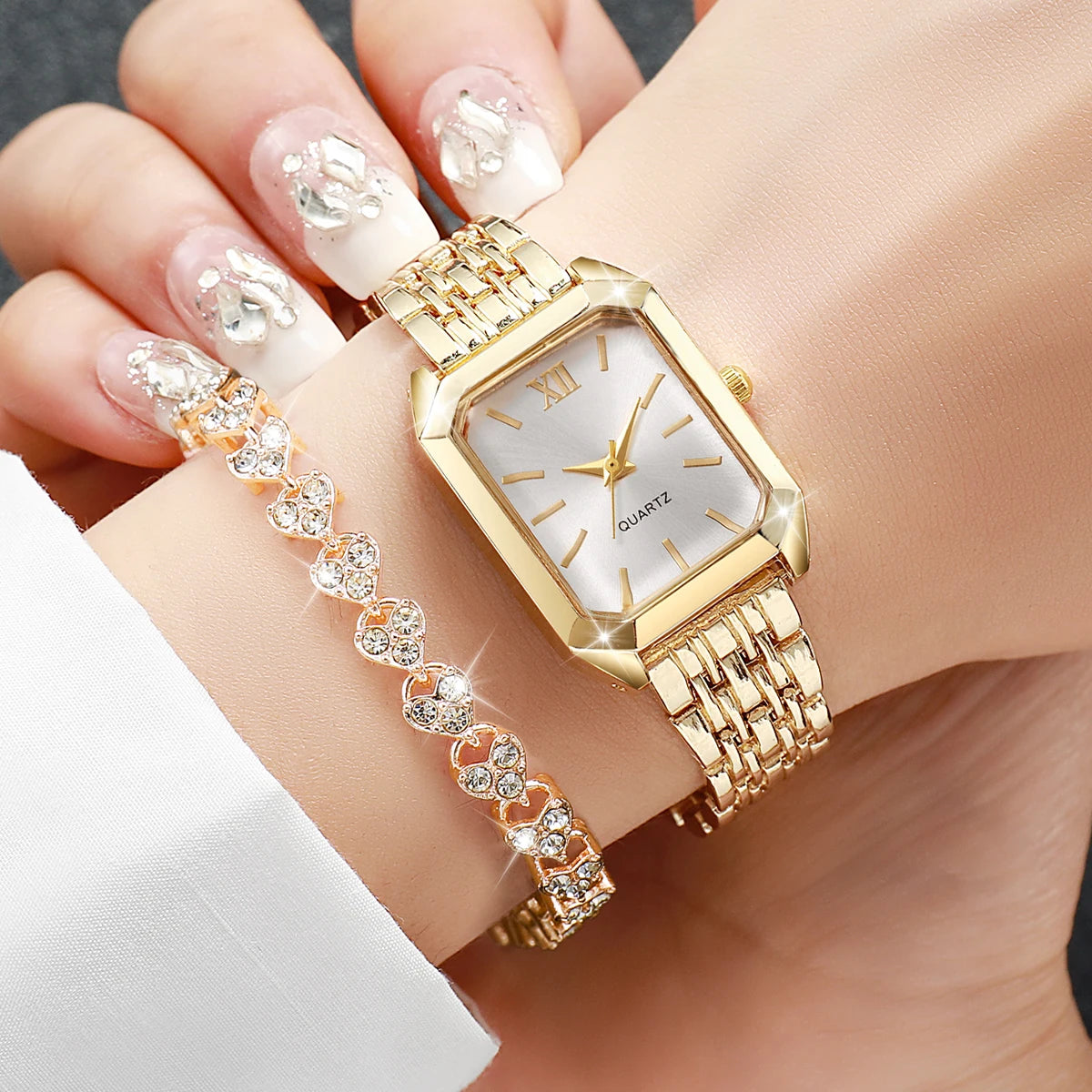 Luxe Roman Dial Watch & Bracelet Gift Set