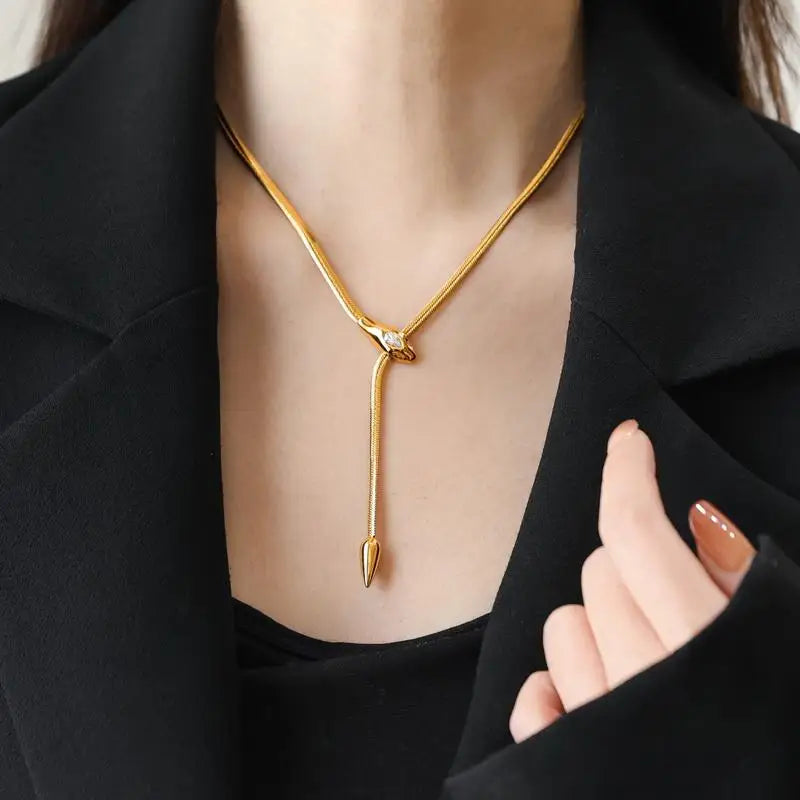 Ganemly Crystal Drop Snake Chain Necklace