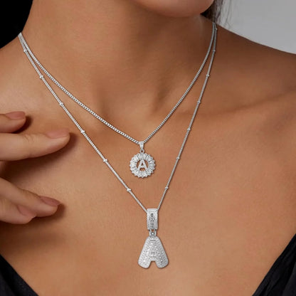 2PC Diamond Initial Necklace