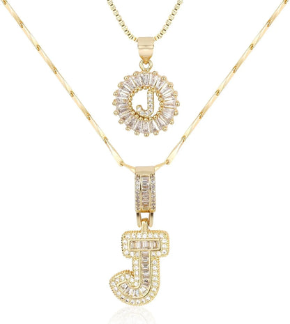 2PC Diamond Initial Necklace