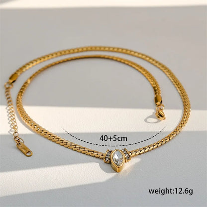 Ganemly Crystal Drop Snake Chain Necklace