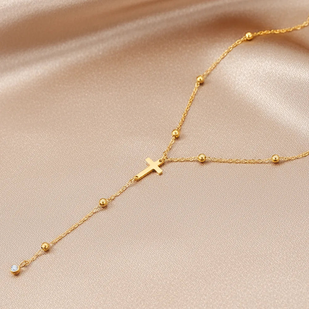 Sacred Drop Cross Necklace