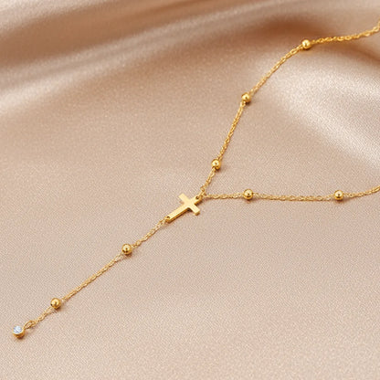 Sacred Drop Cross Necklace