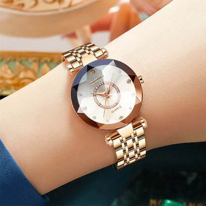 Ocean Star Crystal Watch - Luxury Rose Gold Women's Bracelet Watch