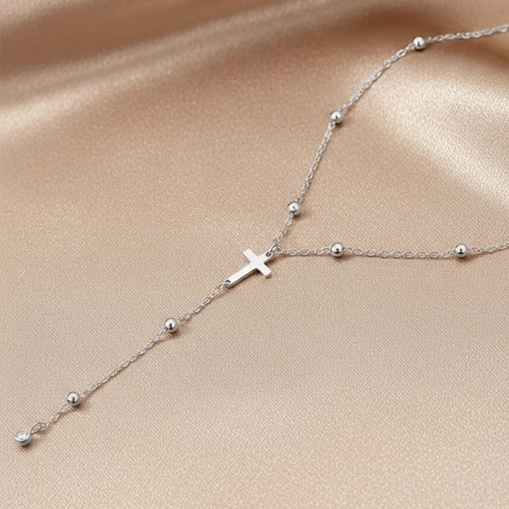 Sacred Drop Cross Necklace