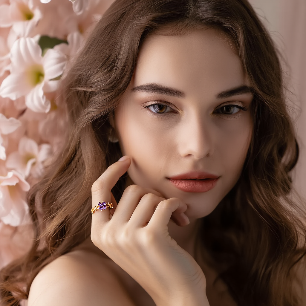 Violet Flower Ring