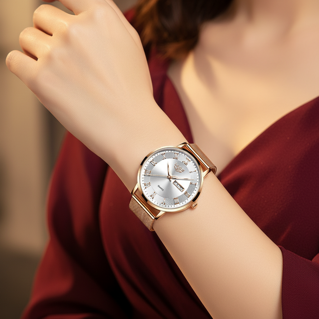 Model 6 - Burgundy Dress Glamour