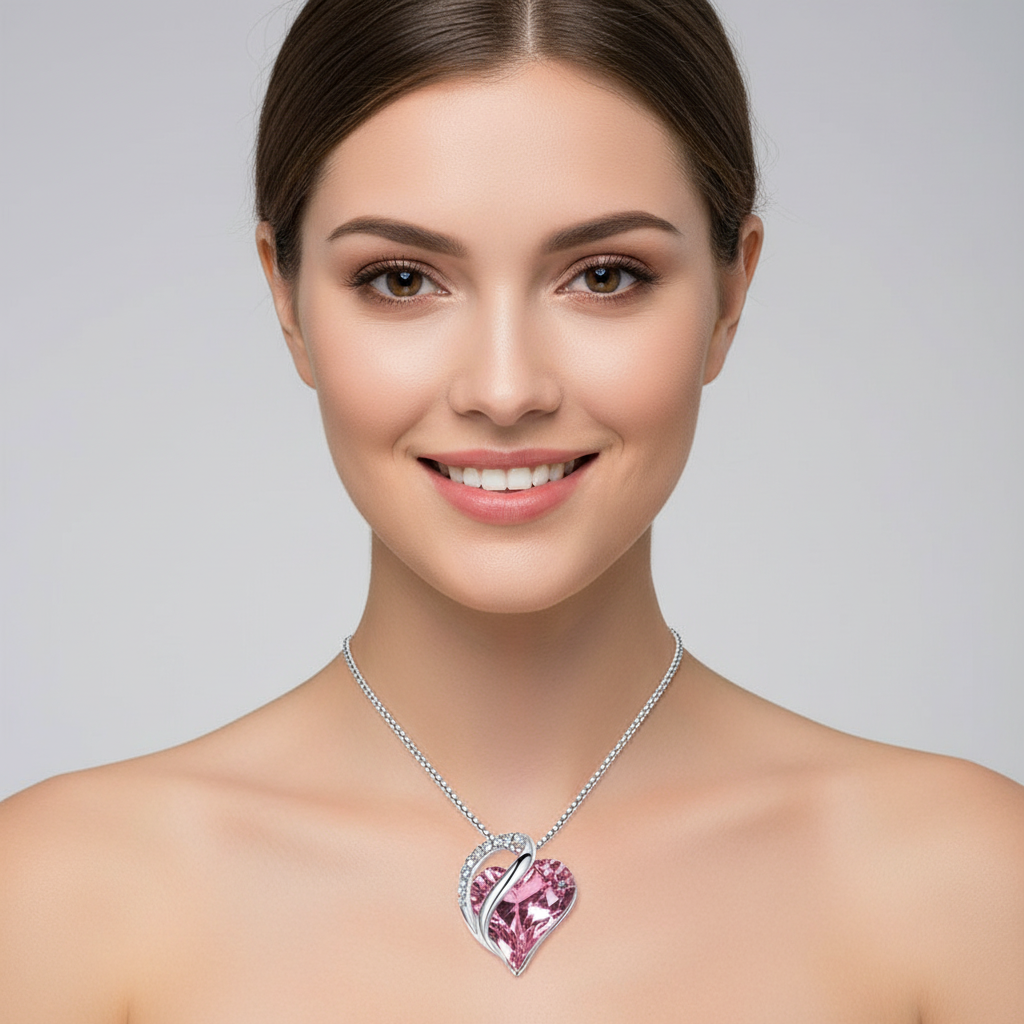 Modelo usando colar rosa - 1080x1080