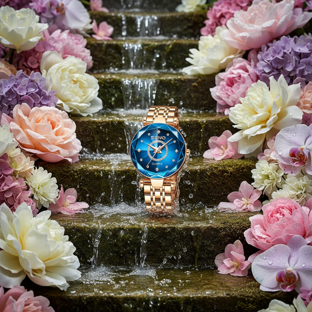 Ocean Star Watch - Waterfall Stairs with Flowers